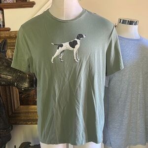 J-Crew Sz XXL Green Hunting Dog Graphic T-Shirt